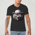 Papa Bear Face Cool Dad Style Retro Fathers Day Daddy Bear Men's V-Neck T-Shirt