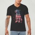 Patriotic Pitbull American Flag 4th Of July Dog Pitbull Dad Men's V-Neck T-Shirt