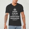 Personalized Keep Calm Graduation Christmas Team Assistant Manager Job Title Profession Birthday Men's V-Neck T-Shirt