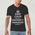Personalized Keep Calm Graduation Christmas Team PROPERTY MANAGER Job Title Profession Birthday Men's V-Neck T-Shirt