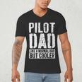 Pilot Dad Shirt Men Fathers Day Aviation Pilot Men's V-Neck T-Shirt