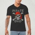 Pirate Dad Shirt Jolly Roger Crossbones Skull Halloween Men's V-Neck T-Shirt