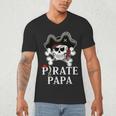 Pirate Papa Costume Jolly Roger Crossbones Pirate Dad Men's V-Neck T-Shirt