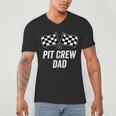 Pit Crew Dad Checkered Flag Hosting Race Car Birthday Partie Men's V-Neck T-Shirt Pit Crew Dad Checkered Flag Hosting Race Car Birthday Partie Men's V-Neck T-Shirt