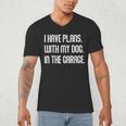I Have Plans With My Dog In The Garage Dad Joke Handyman Men's V-Neck T-Shirt