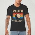 Pluto Never Forget Space Nostalgia Astronomy Humor Men's V-Neck T-Shirt