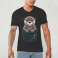 Pocket Otter Lover Introvert Cute Animal Fun Surprise Men's V-Neck T-Shirt