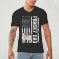 Pomsky Dad American Flag Pomsky Owner Pomsky Lover Men's V-Neck T-Shirt