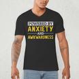 Powered By Anxiety And Awkwardness Social Anxiety Introverts Men's V-Neck T-Shirt
