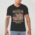 Now He Protects Me USAF Dad Proud Air Force Dad T-Shirt Men's V-Neck T-Shirt
