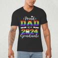 Proud Dad Of 2024 Graduate Class 2024 Graduation Family Men's V-Neck T-Shirt
