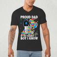 Proud Dad Of The Toughest Boy Autism Awareness Father Autism Men's V-Neck T-Shirt