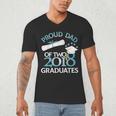 Proud Dad Of Two 2018 Graduates Twin Dads Graduation Men's V-Neck T-Shirt