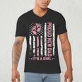 Proud New Dad New Girl Baby First Fathers Day American Flag Men's V-Neck T-Shirt