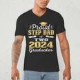 Proud Step Dad Of Two 2024 Graduate Class 2024 Graduation Men's V-Neck T-Shirt