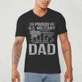 Proud Us Military Dad Father's Day For Dad Grandpa Veteran Men's V-Neck T-Shirt