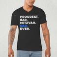 PROUDEST BAR MITZVAH DAD EVER Jewish BOY Celebration Men's V-Neck T-Shirt PROUDEST BAR MITZVAH DAD EVER Jewish BOY Celebration Men's V-Neck T-Shirt
