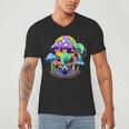 Psychedelic Alien Mushroom Nostalgia Groovy Vibe Hippie Men's V-Neck T-Shirt
