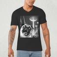 Pug Alien UFO Taking a Selfie Dog Mom Dad Men's V-Neck T-Shirt