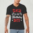 Race Car Dad Of The Birthday Boy Racing Family Pit Crew Men's V-Neck T-Shirt