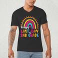 Rainbow Last Day Of 2nd Grade Teacher Student Graduation For Men Women Kids Men's V-Neck T-Shirt