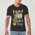 Reading Hobby Bookshelves Library Fueled By Books And Tea Men's V-Neck T-Shirt