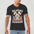 Reading Makes You Hoppier Bunny Book Fans Toddler Kid Men's V-Neck T-Shirt Reading Makes You Hoppier Bunny Book Fans Toddler Kid Men's V-Neck T-Shirt