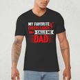 Red Cheer Dad Family Father Cheerleader Squad Men's V-Neck T-Shirt
