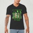 Retro Book Lucky Reading Teacher St Patrick's Day -Adults Small Cotton Blend Polyester Blend Short Sleeve Men's V-Neck T-Shirt