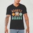 Retro Groovy Daddy Matching Family Birthday Party Men's V-Neck T-Shirt