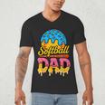 Retro Ice Cream Drip Softball Dad Game Day Dad Father's Day Men's V-Neck T-Shirt
