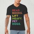 Retro Read Books Lift Heavy Pet Dogs Gym Book Lover Men's V-Neck T-Shirt