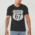 Retro Route 67 Highway Sign Vintage Road Nostalgia Men's V-Neck T-Shirt