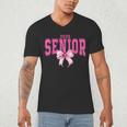 Retro Senior 2026 Class Of 2026 Coquette Pink Bow Graduation Men's V-Neck T-Shirt