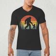 Retro Vintage Bigfoot Dad Fathers Day Father Son Matching Men's V-Neck T-Shirt