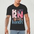 You RN Good Hands Cute Nurse Nursing Student Graduation Men's V-Neck T-Shirt