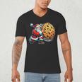 Santa Holding Cookie Xmas Baker Introvert Christmas Men's V-Neck T-Shirt