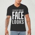 Sarcastic Shy People Introverts I'm Nicer Than My Face Looks Men's V-Neck T-Shirt Sarcastic Shy People Introverts I'm Nicer Than My Face Looks Men's V-Neck T-Shirt
