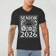 Senior 2026 Floral Flowers Class Of 2026 Graduation Kids Men's V-Neck T-Shirt
