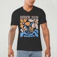 Senior 2026 Retro Groovy Flowers Graduation Men's V-Neck T-Shirt