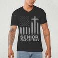 Senior Class Of 2025 USA Flag Cross Christian Graduation Men's V-Neck T-Shirt