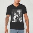 Siberian Husky Alien UFO Taking a Selfie Dog Mom Dad Men's V-Neck T-Shirt