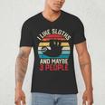I Like Sloths And Maybe 3 People Sloth Introvert Vintage Men's V-Neck T-Shirt I Like Sloths And Maybe 3 People Sloth Introvert Vintage Men's V-Neck T-Shirt