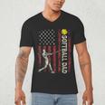 Softball Dad US Flag For Dad Men Patriotic Fathers Day Men's V-Neck T-Shirt
