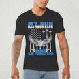 My Son Has Your Back Proud Air Force Dad Military Father Men's V-Neck T-Shirt