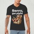 Sorry Got Plans Bigfoot Dad Humor Sasquatch Sayings Men's V-Neck T-Shirt