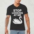 Stop Looking At Me Swan Introvert Humor Men's V-Neck T-Shirt Stop Looking At Me Swan Introvert Humor Men's V-Neck T-Shirt