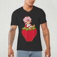 Strawberry Shortcake Sitting On Strawberry Retro Nostalgia Men's V-Neck T-Shirt
