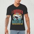 I Survived My Bachelor's Degree Party Bachelor Graduation Men's V-Neck T-Shirt