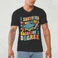 i Survived My Daughter's Bachelors Degree Groovy Graduation Men's V-Neck T-Shirt